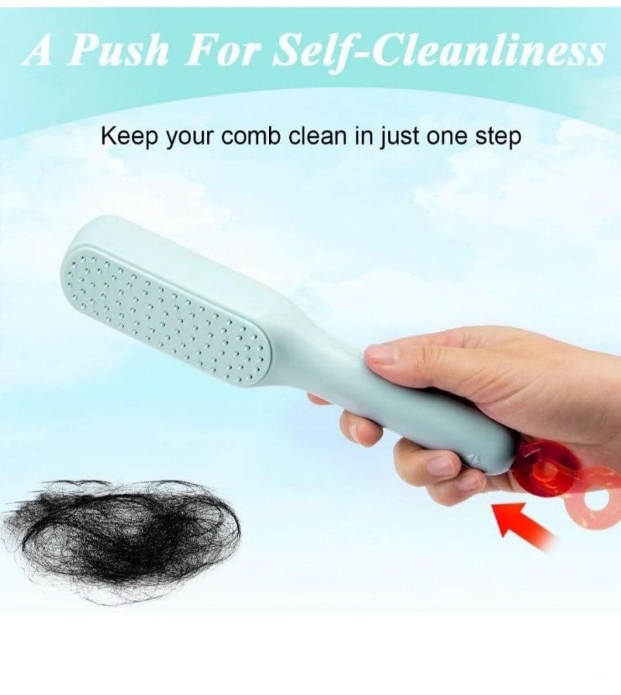 4-in-1 Self-Cleaning Anti-Static Hair Comb – Easy Detangling & Scalp Massage (Men, Women & Kids)