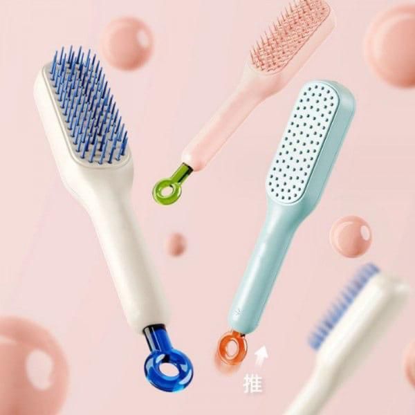 4-in-1 Self-Cleaning Anti-Static Hair Comb – Easy Detangling & Scalp Massage (Men, Women & Kids)