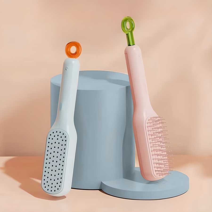 4-in-1 Self-Cleaning Anti-Static Hair Comb – Easy Detangling & Scalp Massage (Men, Women & Kids)